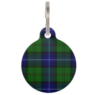 Urquhart tartan blue green plaid pet tag