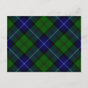 Urquhart tartan blue green plaid postcard