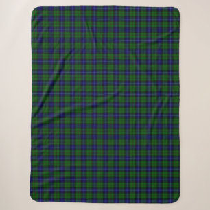 Urquhart tartan blue green plaid sherpa blanket