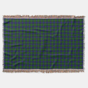 Urquhart tartan blue green plaid throw blanket