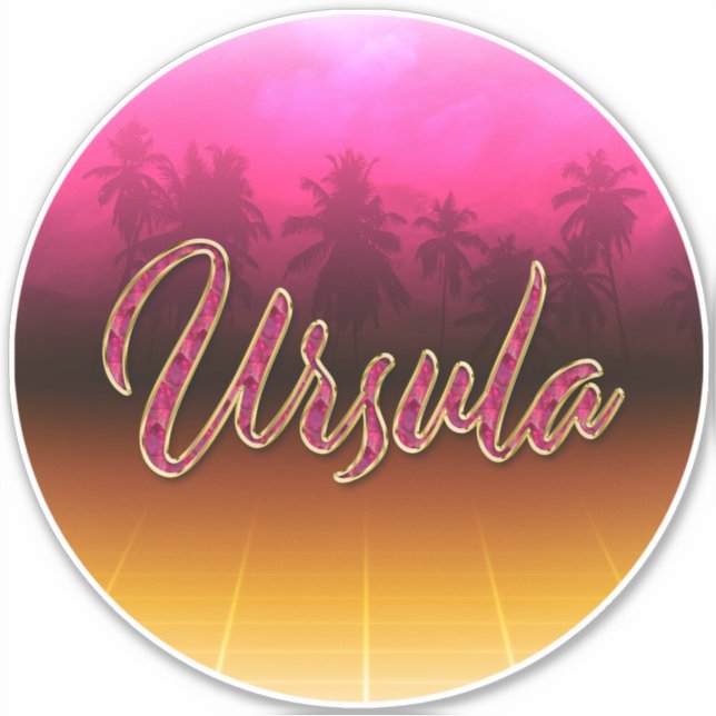 Ursula first name name golden pink sticker decals (Front)