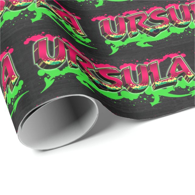 Ursula First name name Graffiti red green Wrapping Paper (Roll Corner)