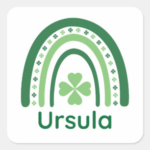 Ursula Name Clover Boho Rainbow Square Sticker