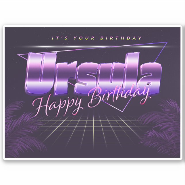 Ursula Name First name lila retro Sticker Birthday (Front)