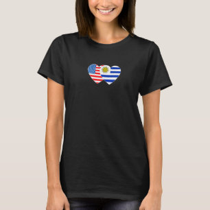 Uruguay and USA Flag Twin Heart for Uruguayan Amer T-Shirt