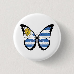 Uruguay Butterfly Flag 3 Cm Round Badge