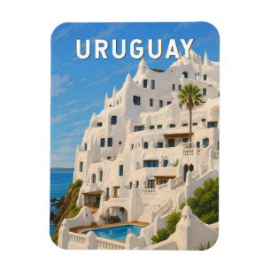 Uruguay Casapueblo Illustration Travel Art Vintage Magnet