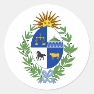 Uruguay country coat arms symbol emblem flag classic round sticker