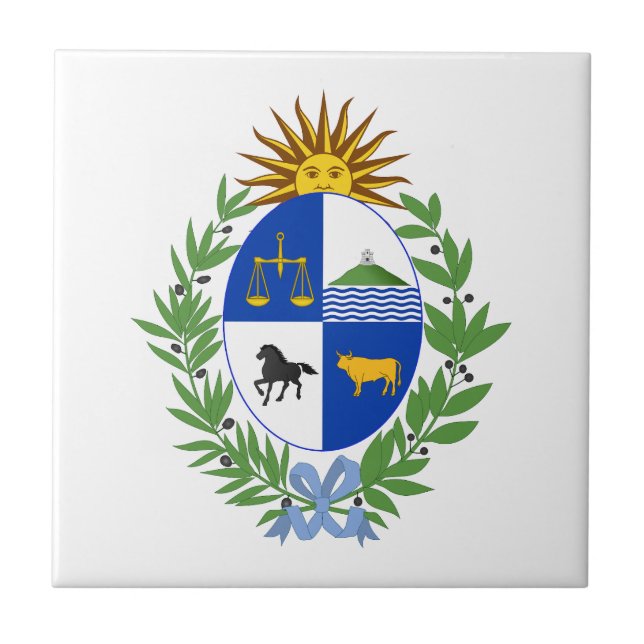 Uruguay country coat arms symbol emblem flag tile (Front)