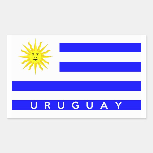 uruguay country flag symbol name text rectangular sticker (Front)