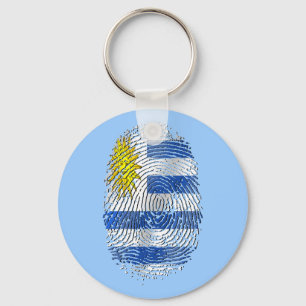 Uruguay DNA fingerprint Uruguayan flag pride Key Ring