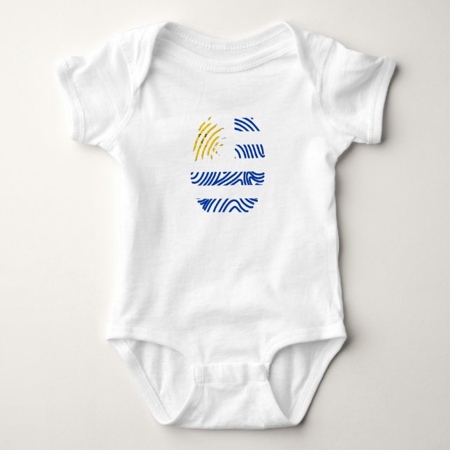 Uruguay Flag Fingerprint Baby Bodysuit (Front)