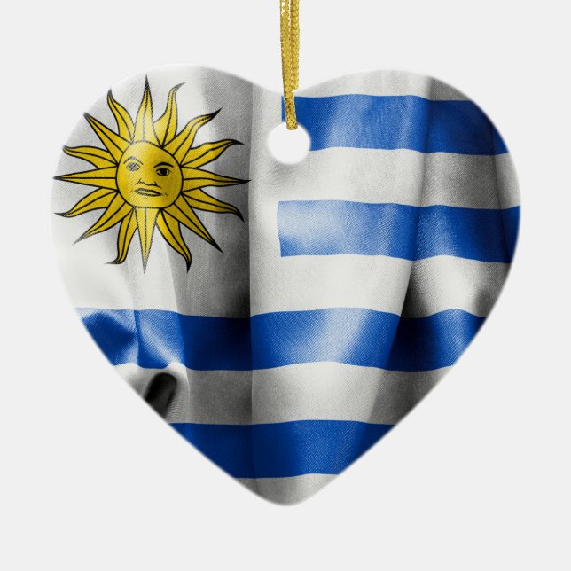 Uruguay Flag Heart Shaped Ornament (Front)