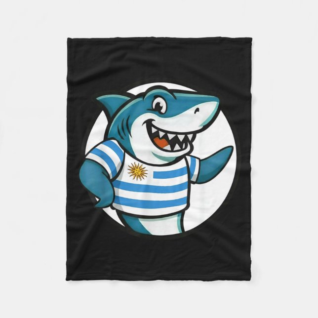 Uruguay Flag Shark Funny Uruguayan  Fleece Blanket (Front)