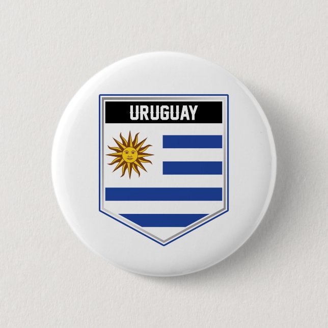 Uruguay Flag Shield 6 Cm Round Badge (Front)