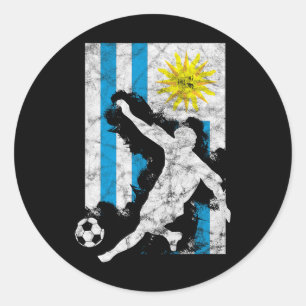 Uruguay Flag Soccer Player Team  Classic Round Sticker