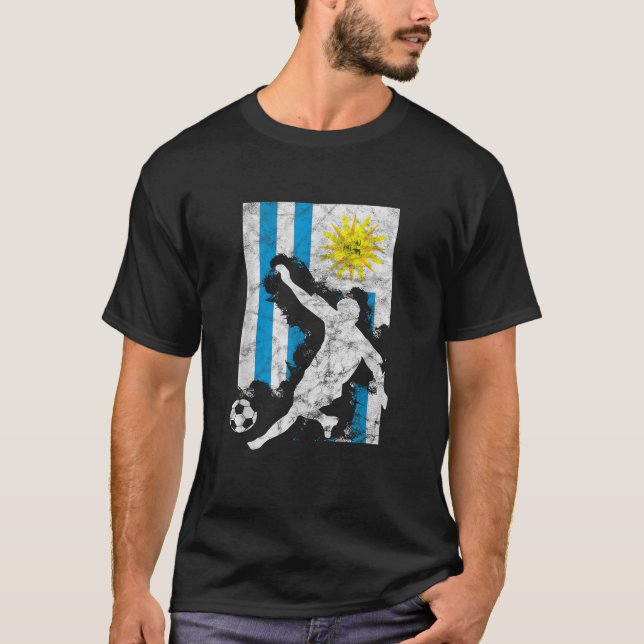 Uruguay Flag Soccer Player Team T-Shirt (Front)
