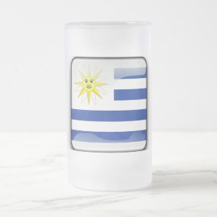 Uruguay glossy flag frosted glass beer mug