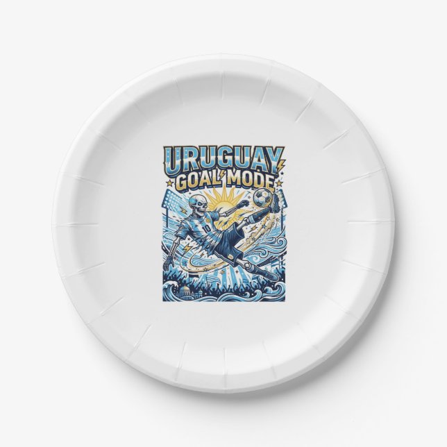 Uruguay Goal Mode Skeleton Striker Nations Dynamic Paper Plate (Front)