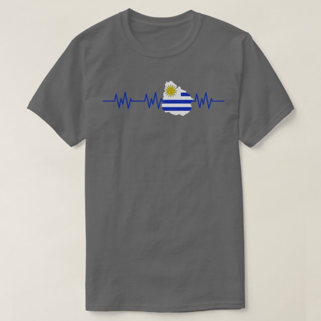 Uruguay Heartbeat Flag Pulse T-Shirt (Design Front)
