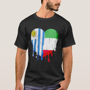 Uruguay Italy Flag Heart Citizen Grown Patriot Cou T-Shirt