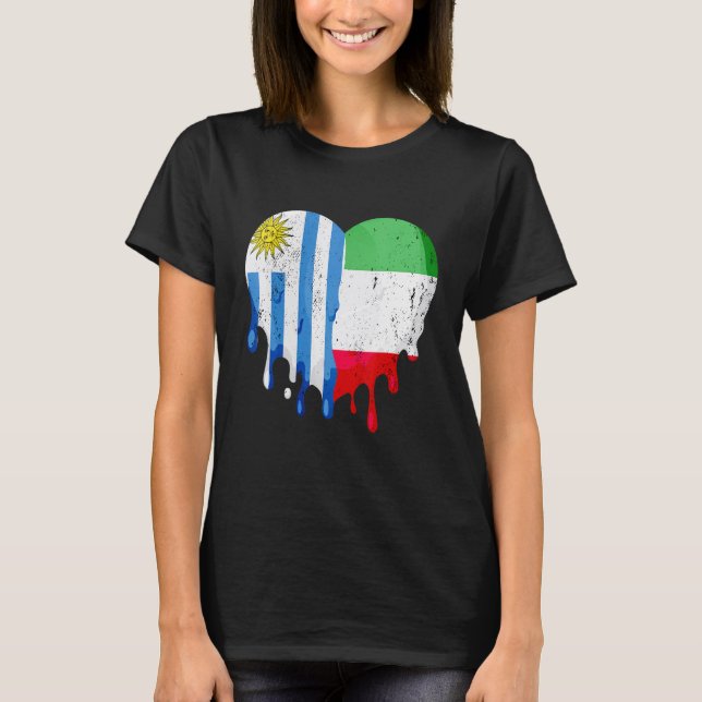 Uruguay Italy Flag Heart Citizen Grown Patriot Cou T-Shirt (Front)