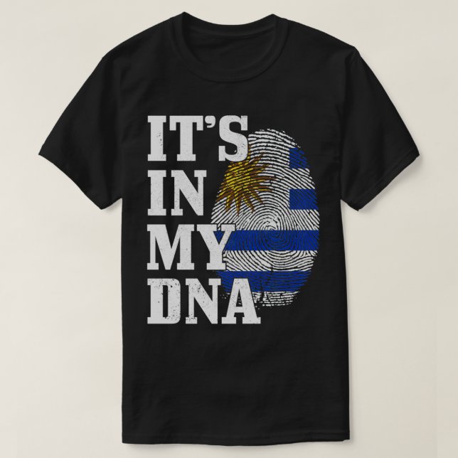 Uruguay It's In My DNA Fingerprint Uruguay Flag Ro T-Shirt (Design Front)