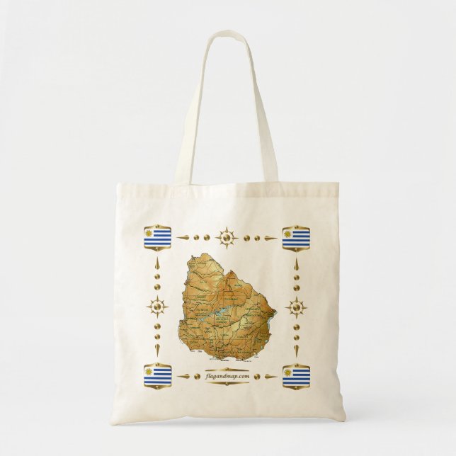 Uruguay Map + Flags Bag (Front)