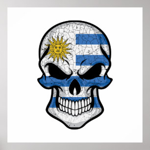 Uruguay Smiling Skull Flag Poster