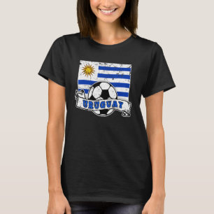 Uruguay SOCCER BALL AND FLAG DISTRESSED T-Shirt
