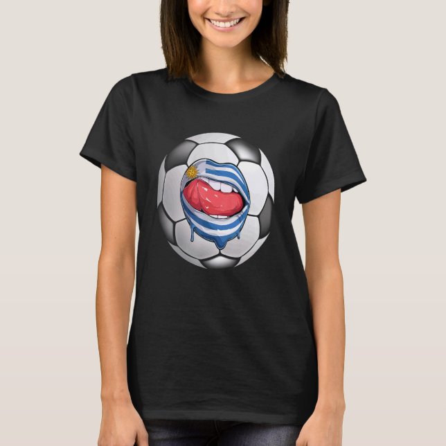 Uruguay Soccer Fan Uruguayan Flag Mouth T-Shirt (Front)