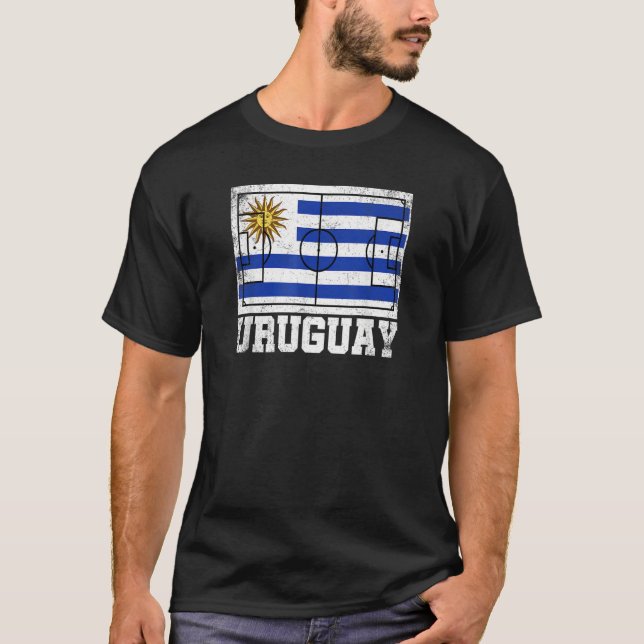 Uruguay Soccer Field Country Flag Uruguayan Pride T-Shirt (Front)