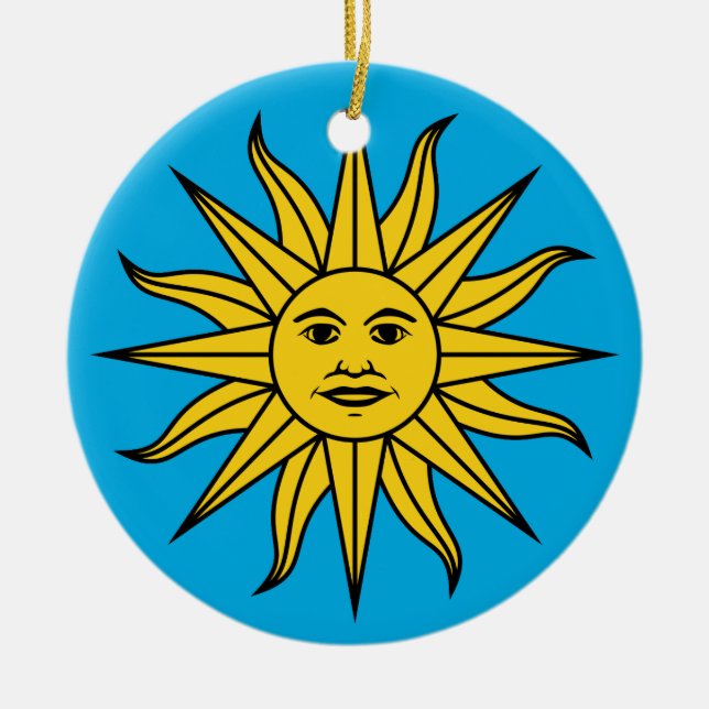 Uruguay Sol de Mayo Ceramic Tree Decoration (Front)