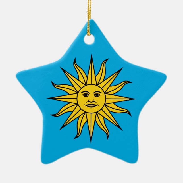 Uruguay Sol de Mayo Ceramic Tree Decoration (Front)