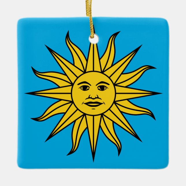Uruguay Sol de Mayo Ceramic Tree Decoration (Front)