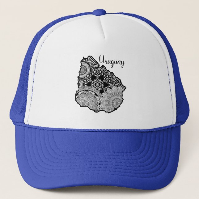 Uruguay South America Mandala Map Trucker Hat (Front)