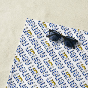 Uruguay Typography Pattern Blue White Flag Colours Beach Towel