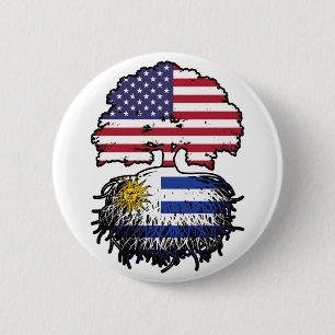 Uruguay Uruguayan American USA Tree Roots Flag 6 Cm Round Badge
