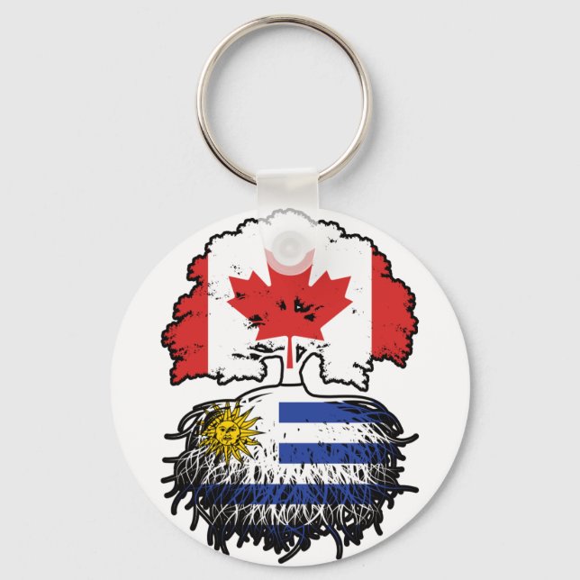 Uruguay Uruguayan Canadian Canada Tree Roots Flag Key Ring (Front)