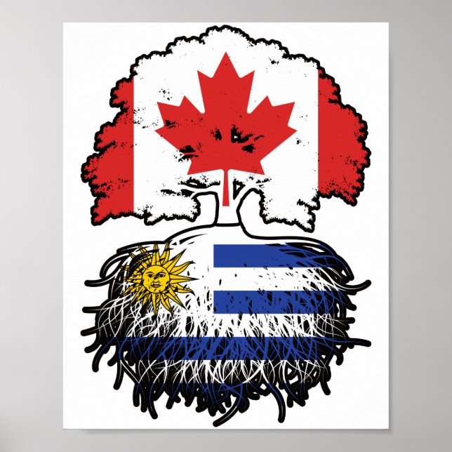 Uruguay Uruguayan Canadian Canada Tree Roots Flag Poster (Front)
