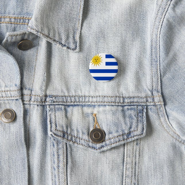 Uruguay (Uruguayan) Flag 3 Cm Round Badge (In Situ)