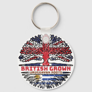 Uruguay Uruguayan Uk United Kingdom British Tree Key Ring