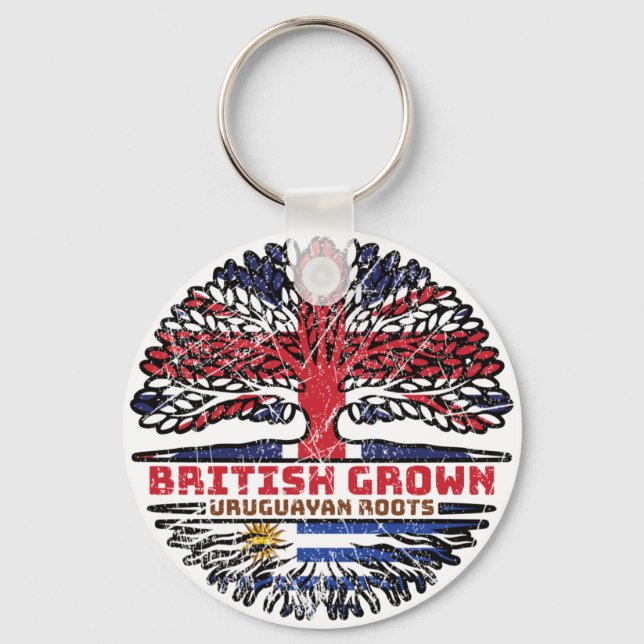 Uruguay Uruguayan Uk United Kingdom British Tree Key Ring (Front)