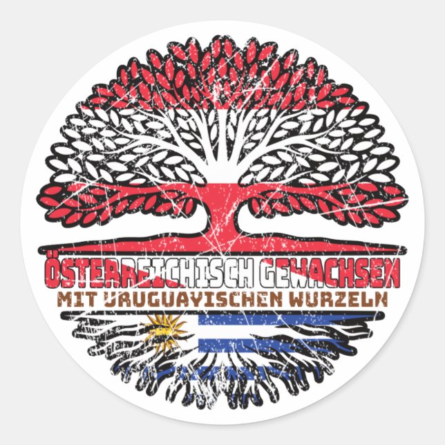 Uruguay Uruguayisch Österreichisch Österreich Baum Classic Round Sticker (Front)