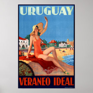 Uruguay Veraneo Ideal Vintage Travel Poster