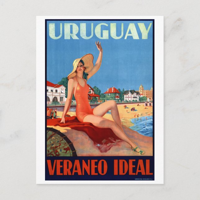 Uruguay Veraneo Ideal Vintage Travel Poster Postcard (Front)
