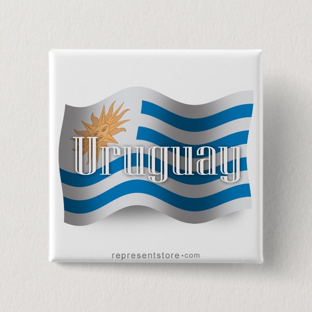 Uruguay Waving Flag 15 Cm Square Badge (Front)