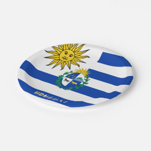 Uruguayan flag-coat of arms paper plate