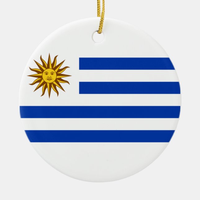 Uruguayan Flag (Uruguay) Ceramic Tree Decoration (Front)