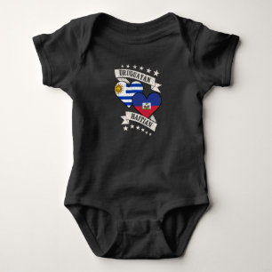 Uruguayan Haitian Heart Flags Uruguay Haiti Baby Bodysuit